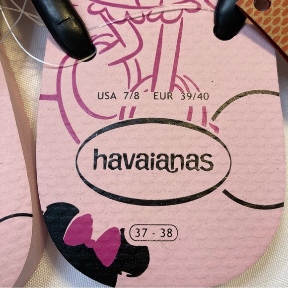 Havaianas Disney Slim Flip Flops Peony Rose Minnie Mouse USA Women’s Size 7/8 - Picture 5 of 8